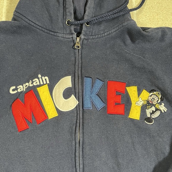 Disney Cruise Line Sweatshirt Sz M Blue Full Zip Hoodie Captain Mickey Mouse - Picture 3 of 7